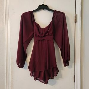 Burgundy Romper Dress